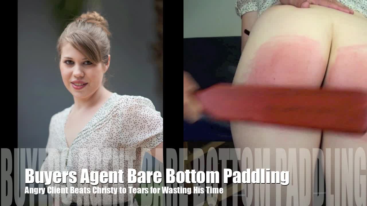 Realtor Bare Bottom Paddling - Angry Client Beats Christy’s Bottom Purple